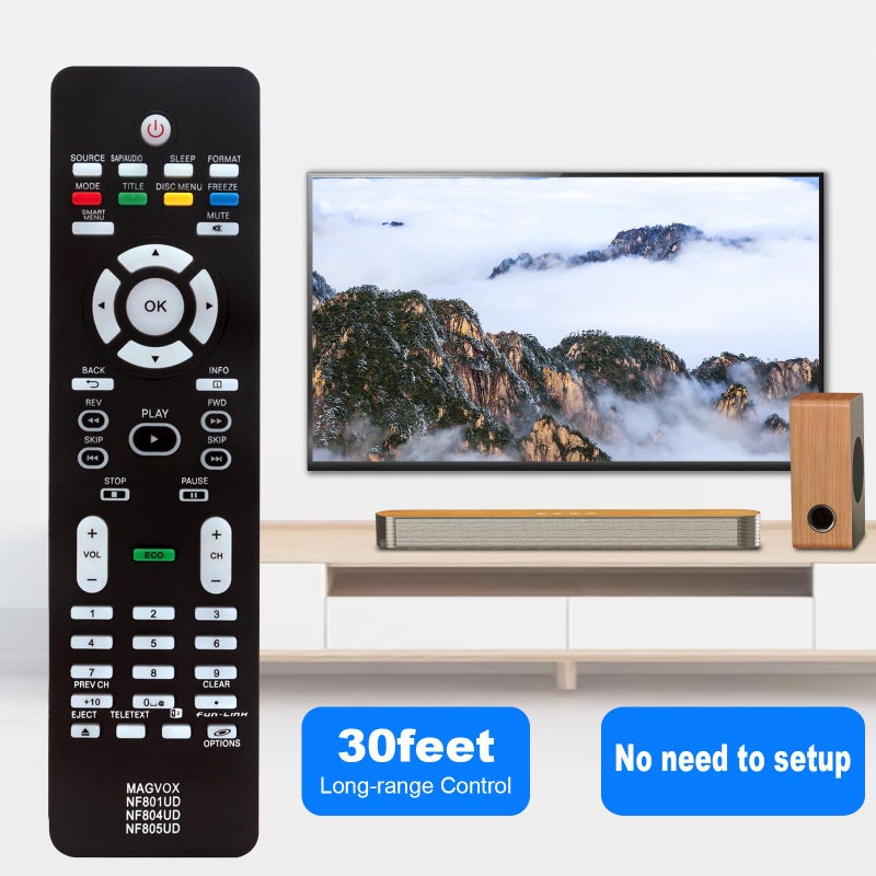 Vinabty New NF801UD NF804UD NF805UD Replace Remote fit for Magnavox TV 32MF330B 40MF430B 46MF401B 46MF440B 40MF401B/F7 22ME601B/F7 26MF301B/F7 19MF301B/F7 19ME601B/F7 37MF301BF7 32MF301B 19MD301B 19MD350B/F7 - Image 5